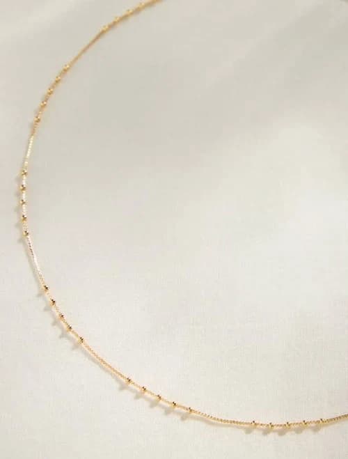 18K Gold Dipped Dainty Ball Chain Necklace
