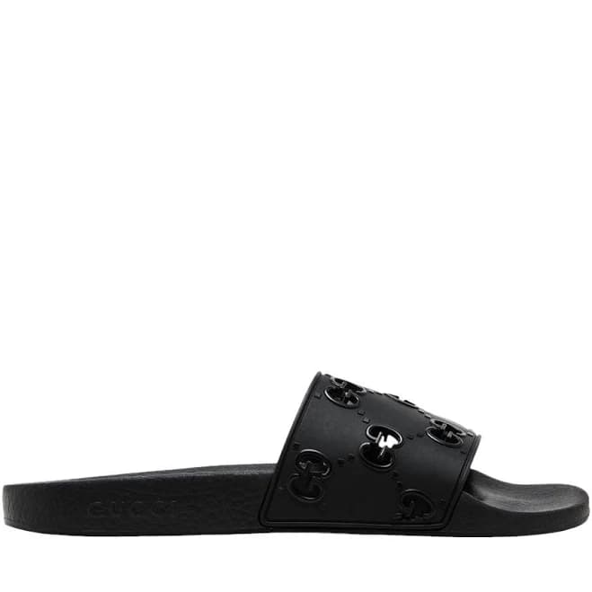 Gucci Rubber Gg Slide - Black