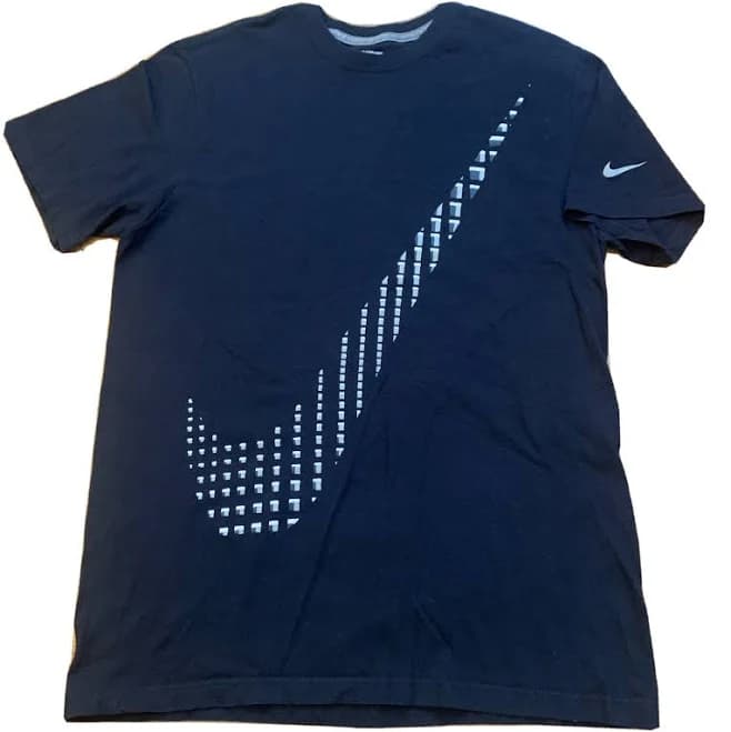 Nike Mens Tee Shirt Swoosh Graphic Logo Cotton Black White Large 2000s