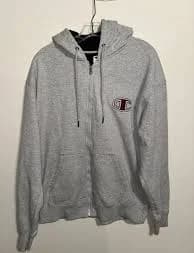 Champion Mens Large Gray Full Zip Hoodie Large Logo EUC