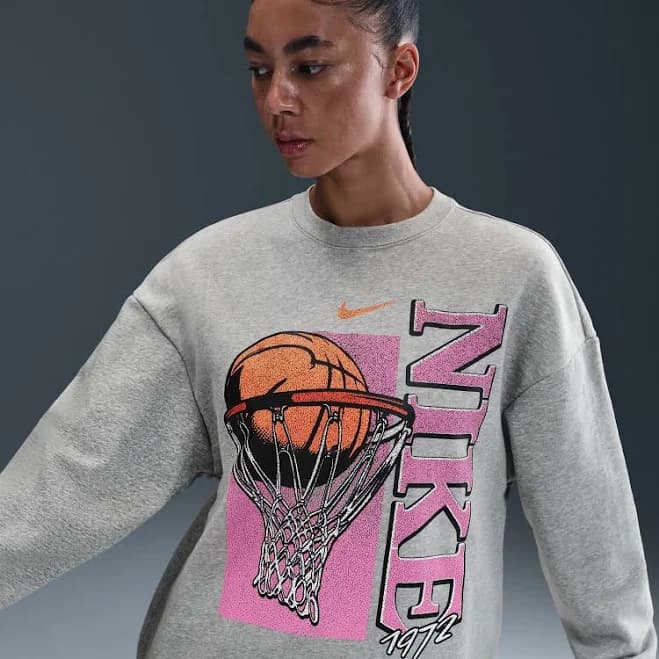 Nike Women's Club Fleece Loose Fit Crew Neck T-Shirt