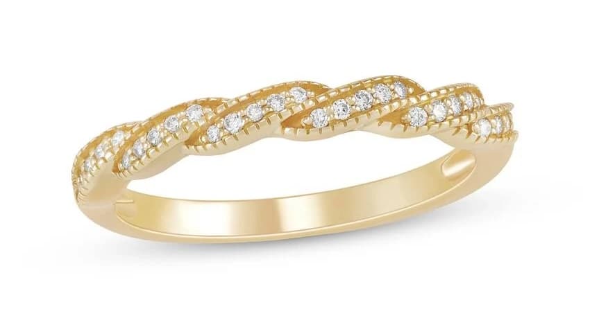 10K White Gold Diamond Twist Wedding Band
