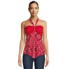 No Boundaries Juniors Crochet Trim Halter Top with Hanky Hem - Walmart Business Supplies
