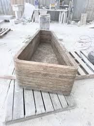Hand Carved Silver Grey Travertine Bathtub: Natural Stone Tub - Etsy
