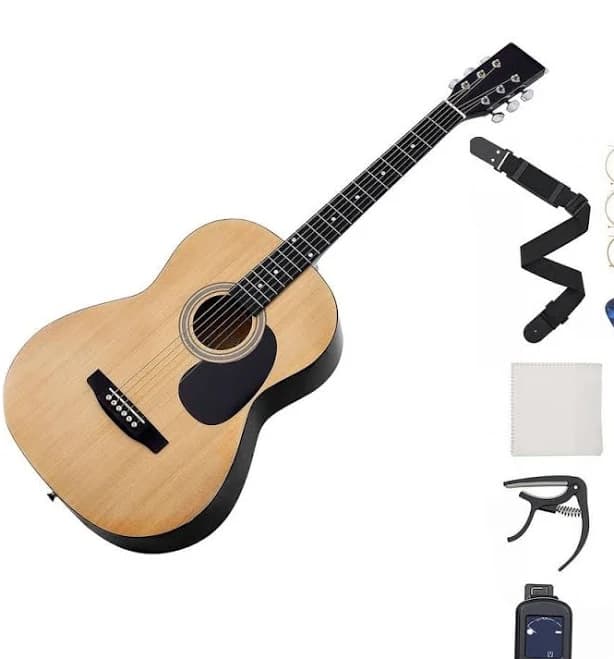 SKYSHALO 36 in. 6-String Natural Solid Top Dreadnought Acoustic Guitar