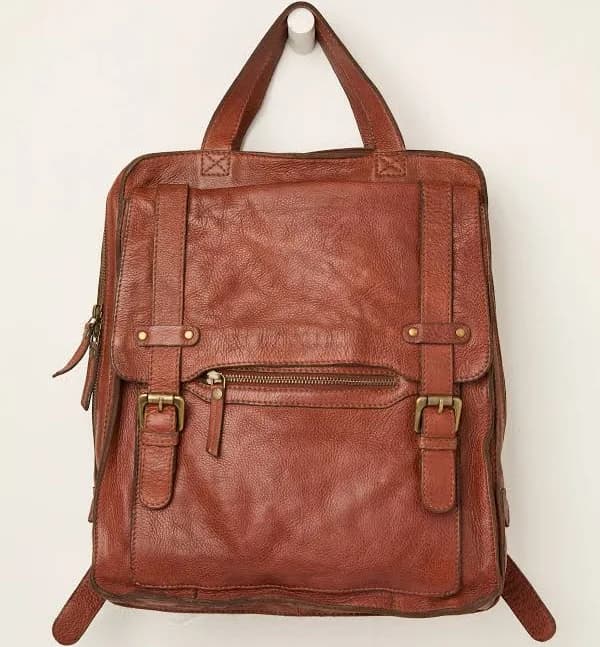 FatFace Chestnut Brown Leather Rucksack
