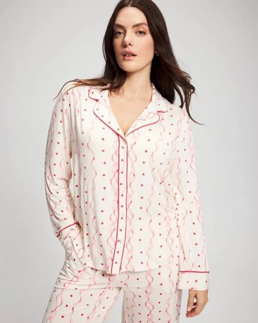 Soma Women's Cool Nights Long Sleeve Button Up Pajama Top