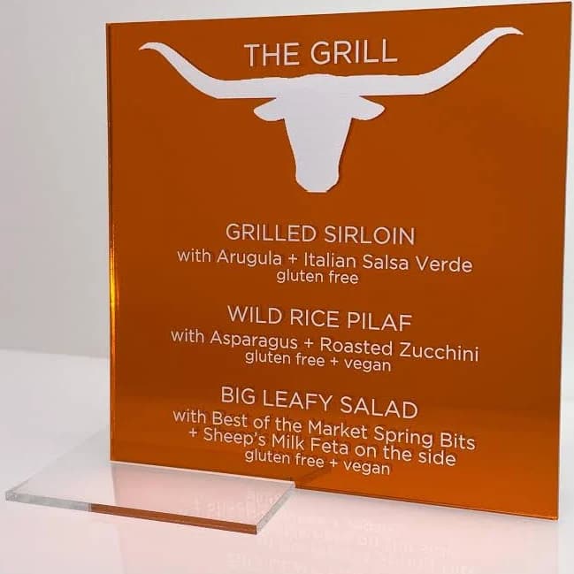 Burnt Orange Acrylic Food Menu: Longhorn Tailgate Decor