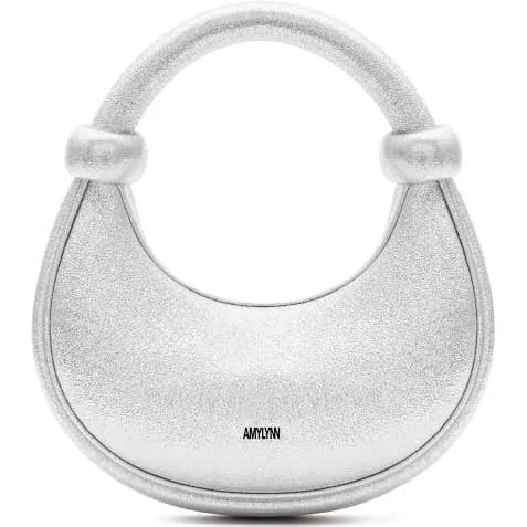 Women's amy lynn Kyoto Silver Sparkle Leather Crossbody Crescent Bag