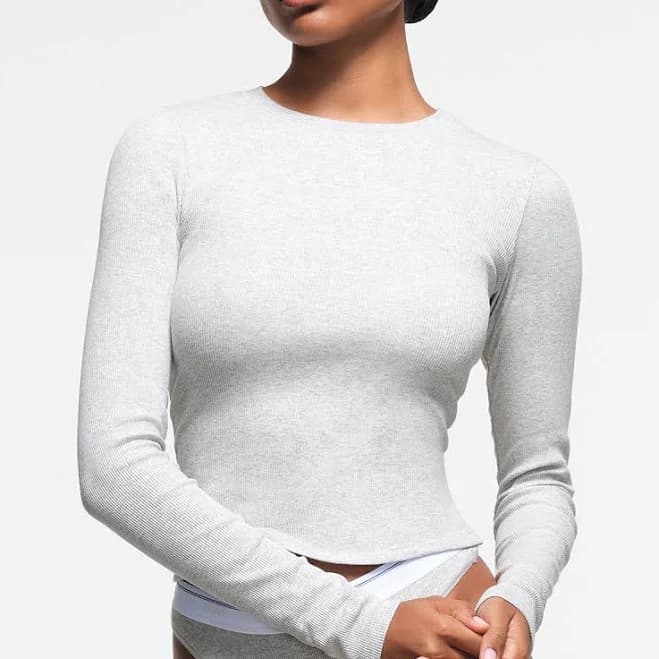 Skims Women's Long Sleeve Cotton Rib T-Shirt