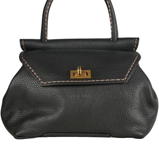 Visona Women's Twist-Lock Calf Leather Handbag