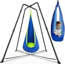 Swing Stand Frame with Sensory Pod Swings and Chair, Sensory Swing Set, X-Shaped Swing Frame, Heavy-Duty Metal Hammock Chair Stand for for Adults Indoor and Outdoor 330LBS(Blue) : Toys & Games - Amazon.com