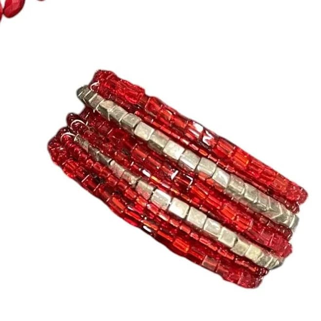 Michelle Marie Boutique Women's Beaded Multi-Strand Wrap Bracelet & Cluster Earrings