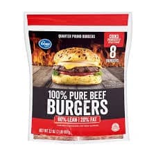 Kroger 80% Lean 20% Fat Frozen Ground Beef Burgers