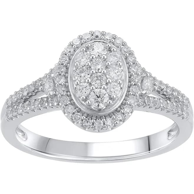 Brilliance Fine Jewelry 1/2 Carat Oval Lab Grown Diamond Sterling Silver Engagement Ring