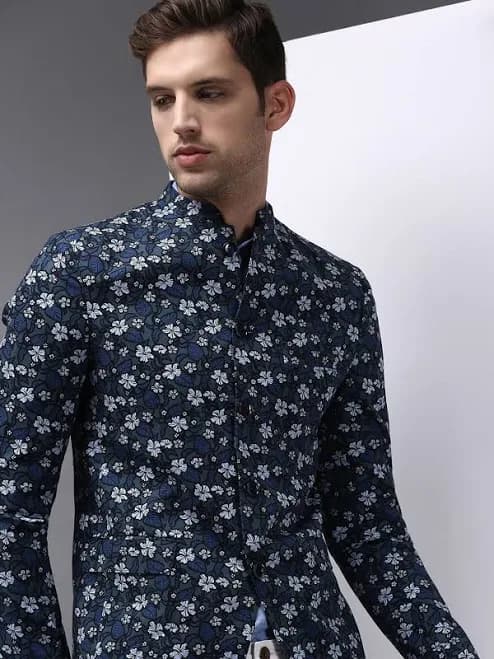 Showoff Men's Mandarin Collar Bandhgala-suit