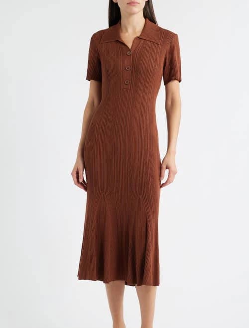 Julia Jordan Women's Rib Short Sleeve Midi Sweater Dress