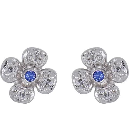 Novelão Collection Elegant Flower Stud Earrings with CZ Center