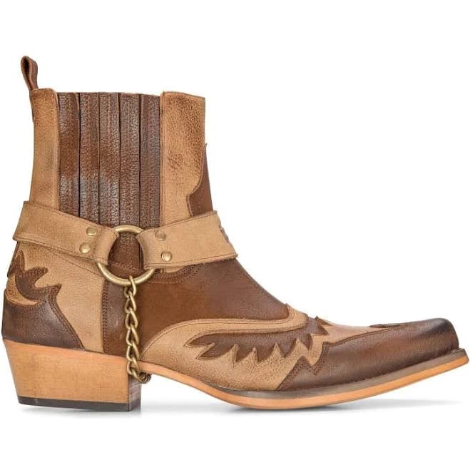 Men's Leather Cowboy Ankle Boots