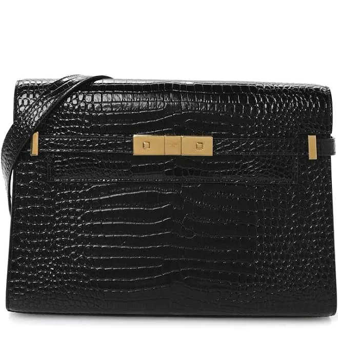 Saint Laurent Manhattan Crocodile-Embossed Shoulder Bag