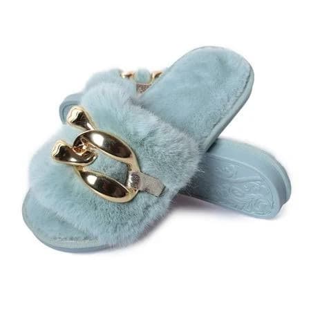 Vogue Women's Cloud Open Toe Faux Furry Slippers