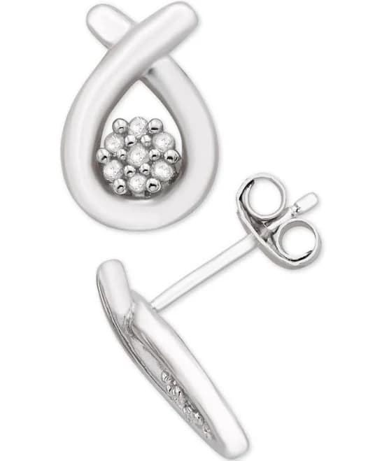 Macy's Sterling Silver Diamond Cluster Stud Earrings (1/10 ct. t.w