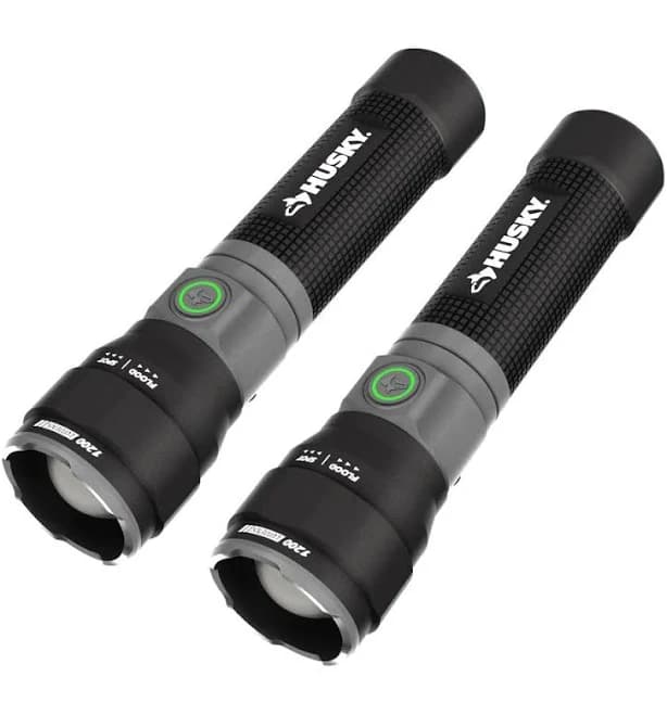Husky 1200 Lumens Rechargeable LED Tactical Compact Flashlight (2-Pack)
