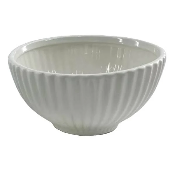 At Home Ribbed Ceramic Bowl