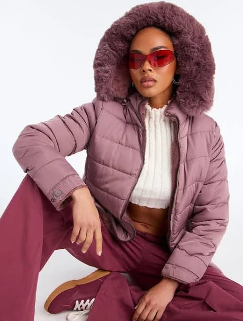 Fashion Nova Women's Fireplace Cozy Reversible Puffer Jacket