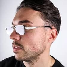 Amazon.com: Purple Rimless Gold Metal Frame Rectangle Sunglasses for Women Men Vintage Hip Hop 90s UV Protection Square Gradient Shades Frameless Retro Trendy : Clothing, Shoes & Jewelry