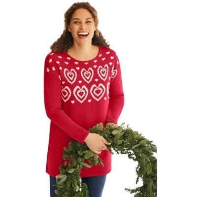Woman Within Plus Size Holiday Motif Fair Isle Sweater