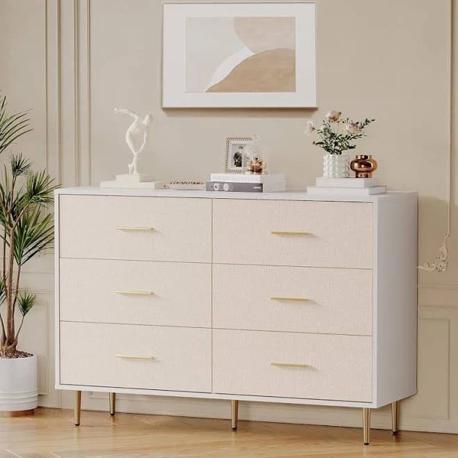 Garvee 6 Drawer Modern White Dresser