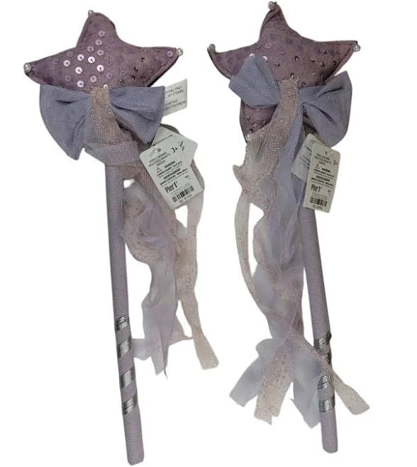 Set Of 2 Pier 1 Purple Princess Star Wand Girl’s Dress Up 14" Wands