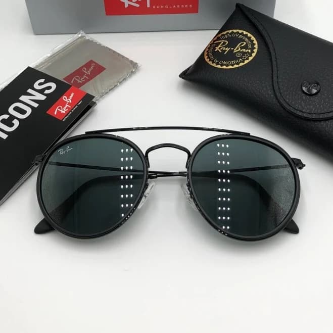Ray-Ban Round Double Bridge RB3647N 002/R5 Black Frame Gray Lens 51mm