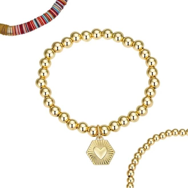 Unwritten Disk Heart Beaded Stretch Bracelet Set