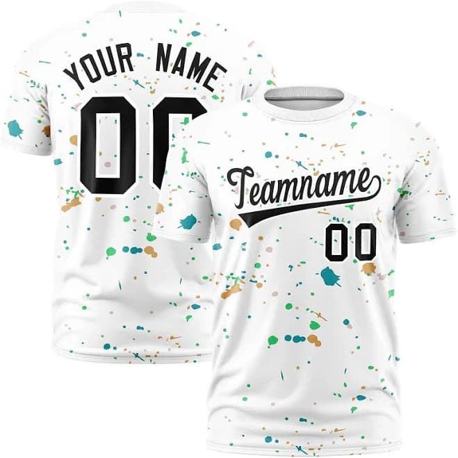 Custom White Black Spray Painting Graffiti Pattern Personalization T-shirt | Add Name and Numbern| Customize Personalized T-shirts | KXKSHOP, Style 1