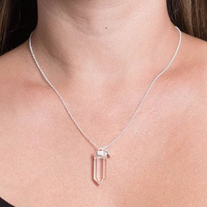Clear Quartz Crystal Point Necklace
