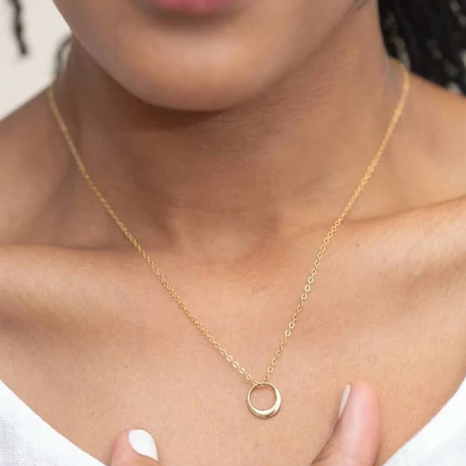 Dainty Eternity Circle Necklace Gold