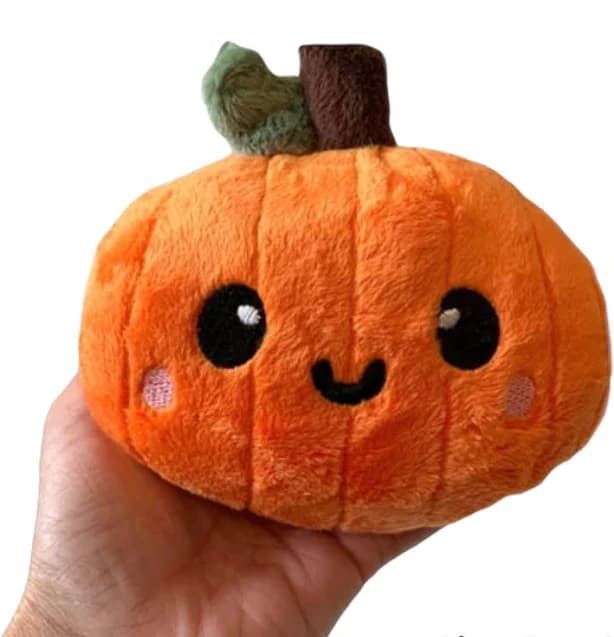 Minky Plush Pumpkin: Embroidered Halloween Decor Stuffie