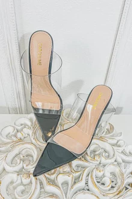Pointy Heels with Double Clear Straps