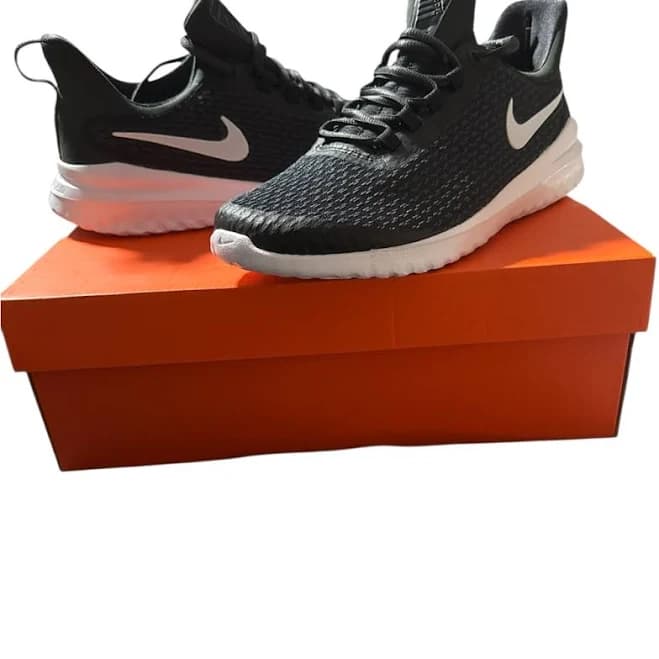 Nike Shoes | Nike Black Mesh Sneakers With White Swoosh | Color: Black/White | Size: 8.5 | Cherieferguson's Closet