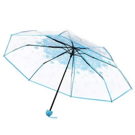 Wovilon Cherry Blossoms Umbrella Cute Transparent Bubble Umbrella Clear Dome Semi-Automatic Sunny Umbrella For Kids Girls Boys Or Women Romantic