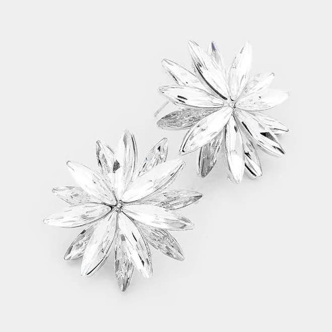 L&M Bling Crystal Flower Stud Earrings