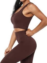 Amazon.com: KOJOOIN Gym Outfit for Women 2 Piece Workout Sets Seamless Ribbed Sports Bra High Waist Yoga Leggings Athletic Tracksuits Set : Clothing, Shoes & Jewelry