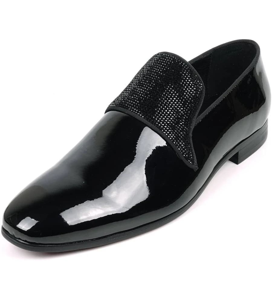 FI-7549 Black Patent Black Rhinestones Slip On Loafer Fiesso by Aurelio Garcia 12