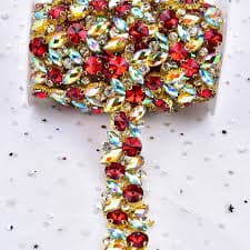 Amazon.com: 1 Yard/Lot Mix Color Crystal Flower Rhinestone Trim - Wedding Decoration, Sew-On Garment DIY Accessories (Color: Style 28 1.9cm Width)