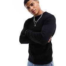 River Island crew neck jumper in black | ASOS