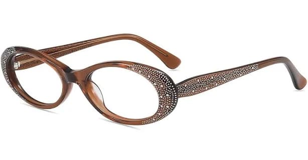 Firmoo Brown Oval Prescription Glasses Frame FM2593