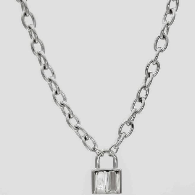 Chunky Lock Pendant Necklace