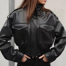 ZARA Small black faux leather biker jacket. Slightly... | Depop